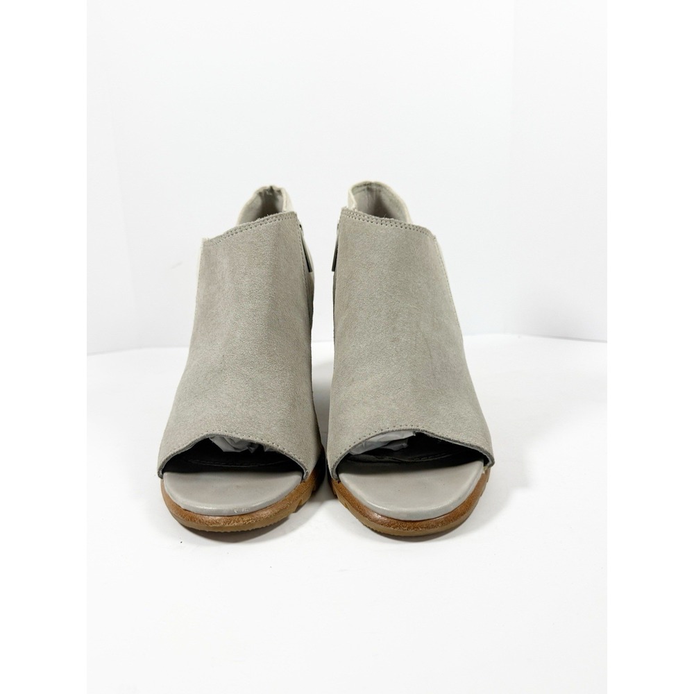 Sorel Nadia Peep Toe Bootie Suede Leather Block Heel Chunky Boho Gray Size 9.5 - Picture 6 of 14
